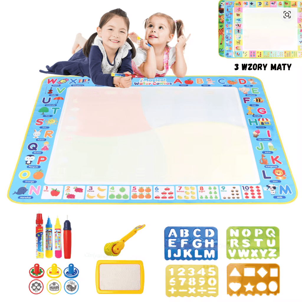 Mata wodna dla dzieci 100x80 cm – duża mata do malowania wodą bez brudzenia | Zabawka Montessori